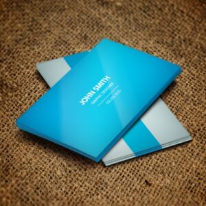 Business card with semi-gloss finish.